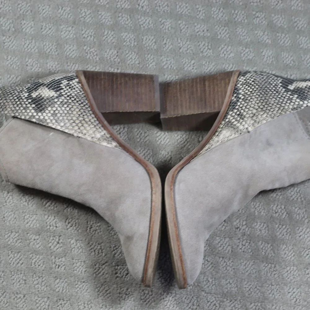 Dolce Vita Size 9 Beige Suede and Snakeskin Ankle Boots